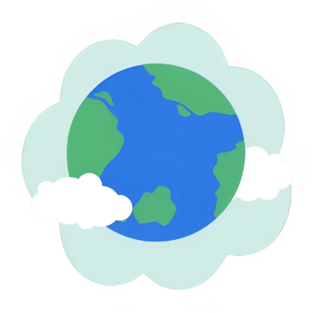 Earth with two clouds